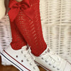 Children's Solid Color Mesh Bow Mid Length Socks With Removable Loops