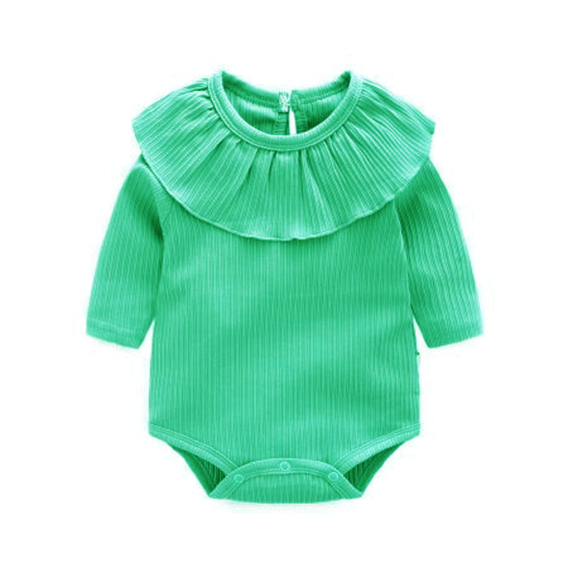 Leonora Knitted Romper Newborn Baby Girl Long Sleeves Romper Lotus Leaf Collar Romper Outfits 5 Color