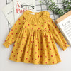 autumn dress, new girl princess dress, full print flower, bow knot long sleeve dress, children's clothing wholesale