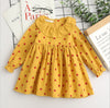 autumn dress, new girl princess dress, full print flower, bow knot long sleeve dress, children's clothing wholesale