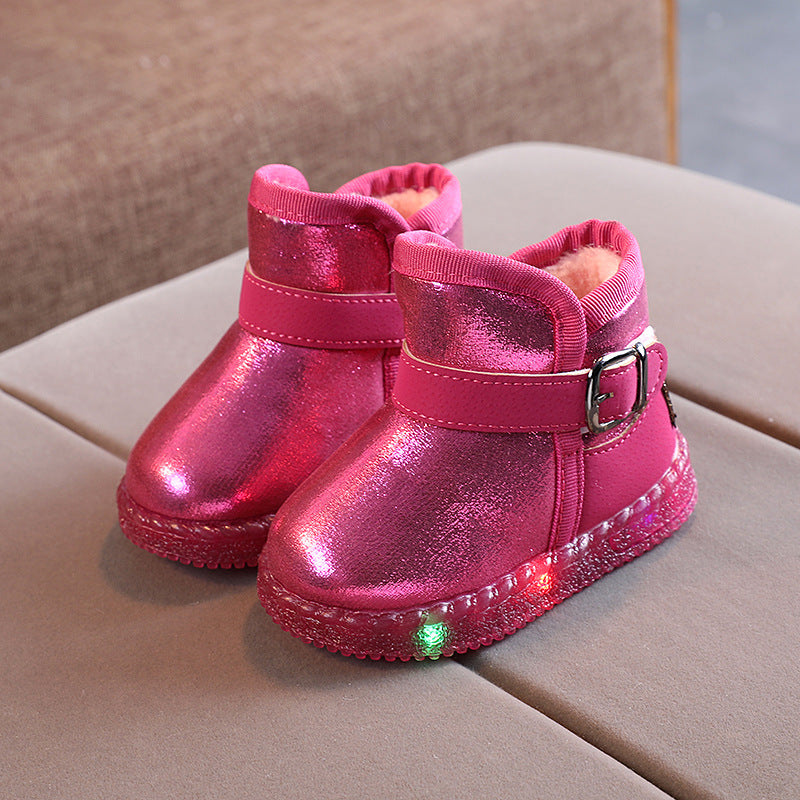 Baby Snow Boots With Lights and Velvet Cotton Shoes