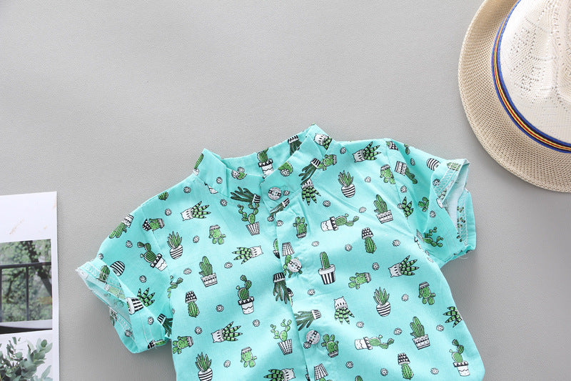 Printed boy shirt cactus top