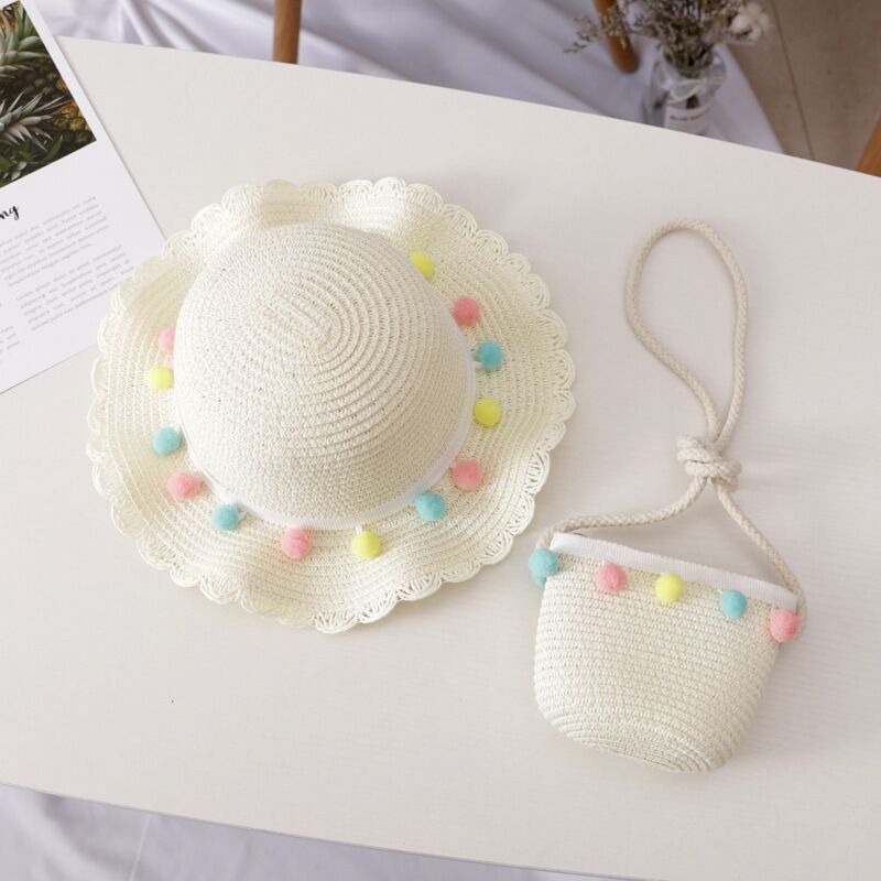 Two-Piece Summer Children's Hand-Knitted Bag And Sun Hat