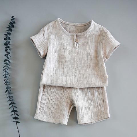 Baby Summer Cotton Soft  Set  Children Short Sleeve   Shorts Two-Piece Set kids clothes Cotton and linen  kids clothes boys