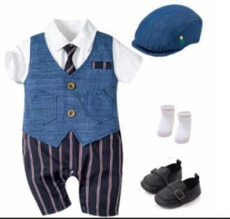 Infant Boy Baby Gentleman Outing Clothes One-Piece Suit Romper