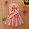 Summer Toddler Baby Girl Dress Kids Princess Casual Sleeveless Sash Button Party A-Line Dress Children Clothing 1-6Y