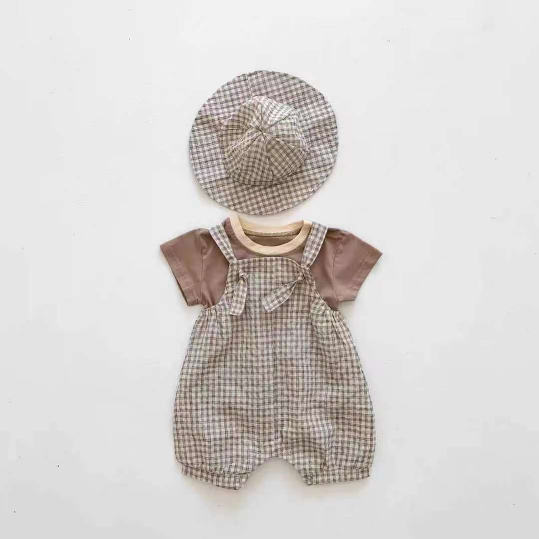 Three-Piece Baby Summer Checkered Sling Set