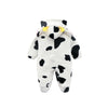 Baby Cow Hooded Crawling Clothes Flannel One Piece Clothes 0 1 Male And Female Baby Outerwear