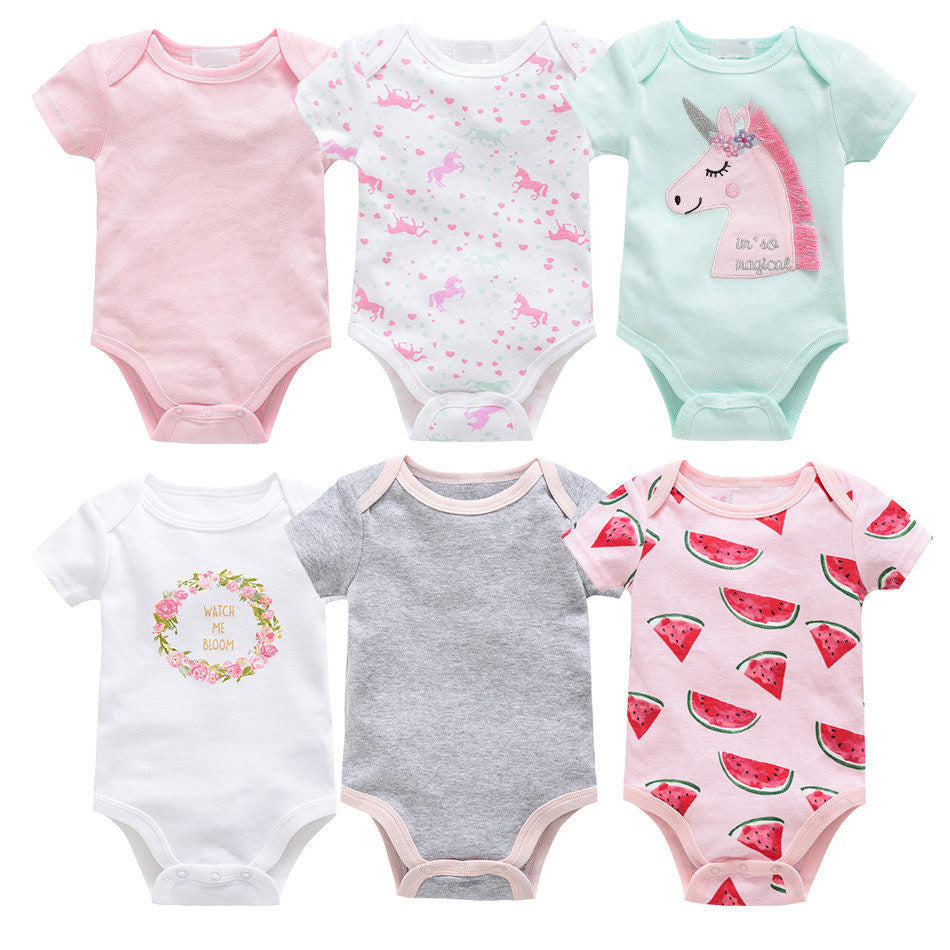 6-piece baby jumpsuit new short-sleeved baby clothes