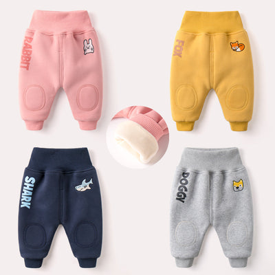 Baby winter plus velvet big PP pants