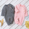 Knitted solid color baby jumpsuit