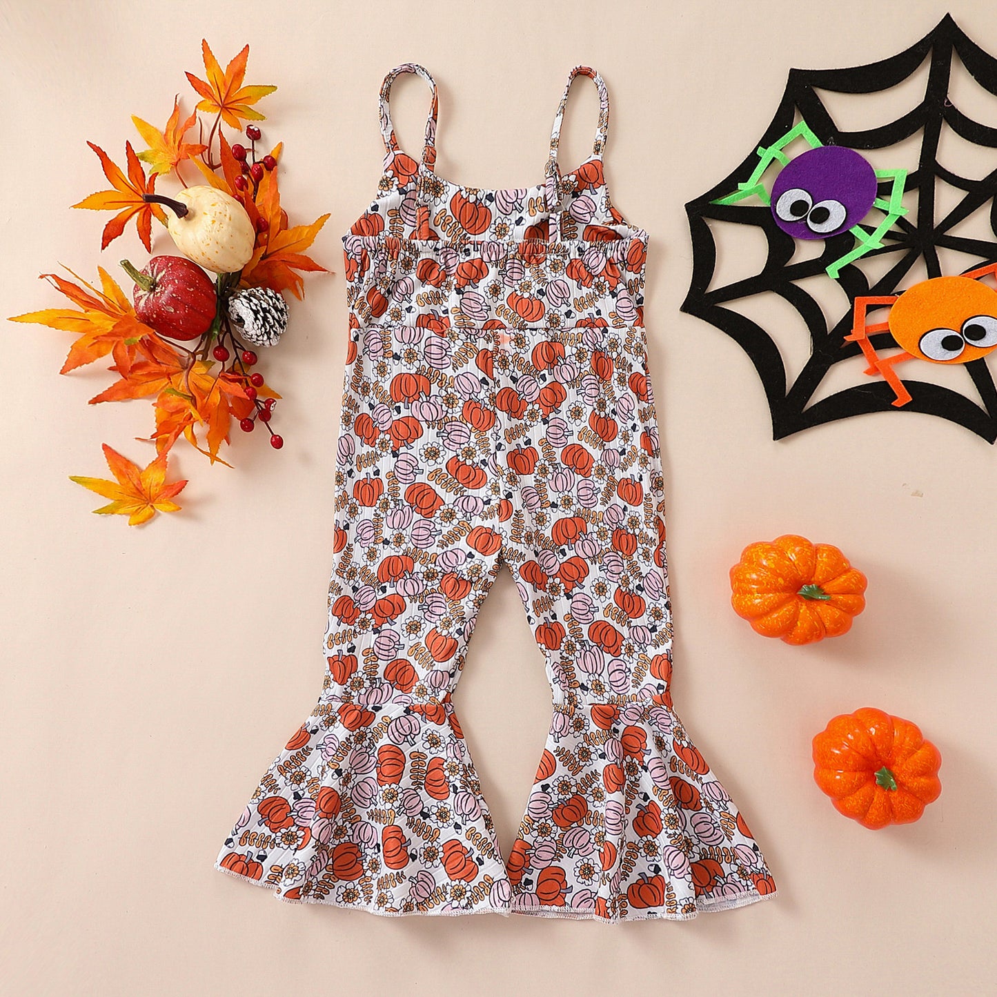 New Baby Girl Halloween Pumpkin Suspender Pants