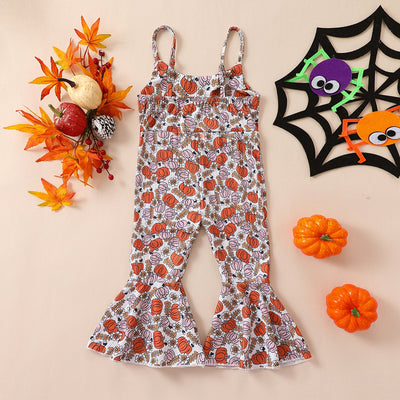 New Baby Girl Halloween Pumpkin Suspender Pants