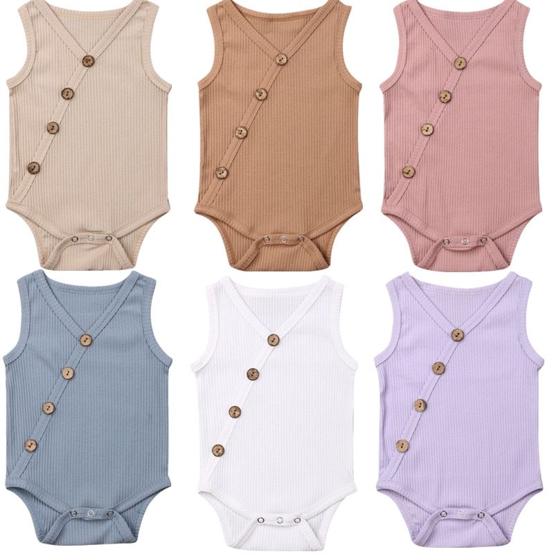 Newborn Baby Solid Bodysuit Kids Clothes Boys Girl Jumpsuit