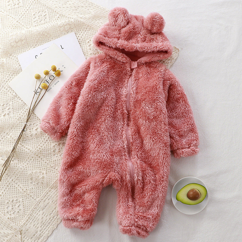 Baby One-piece Winter Newborn Warm Rompers Baby Plush Outer Wear