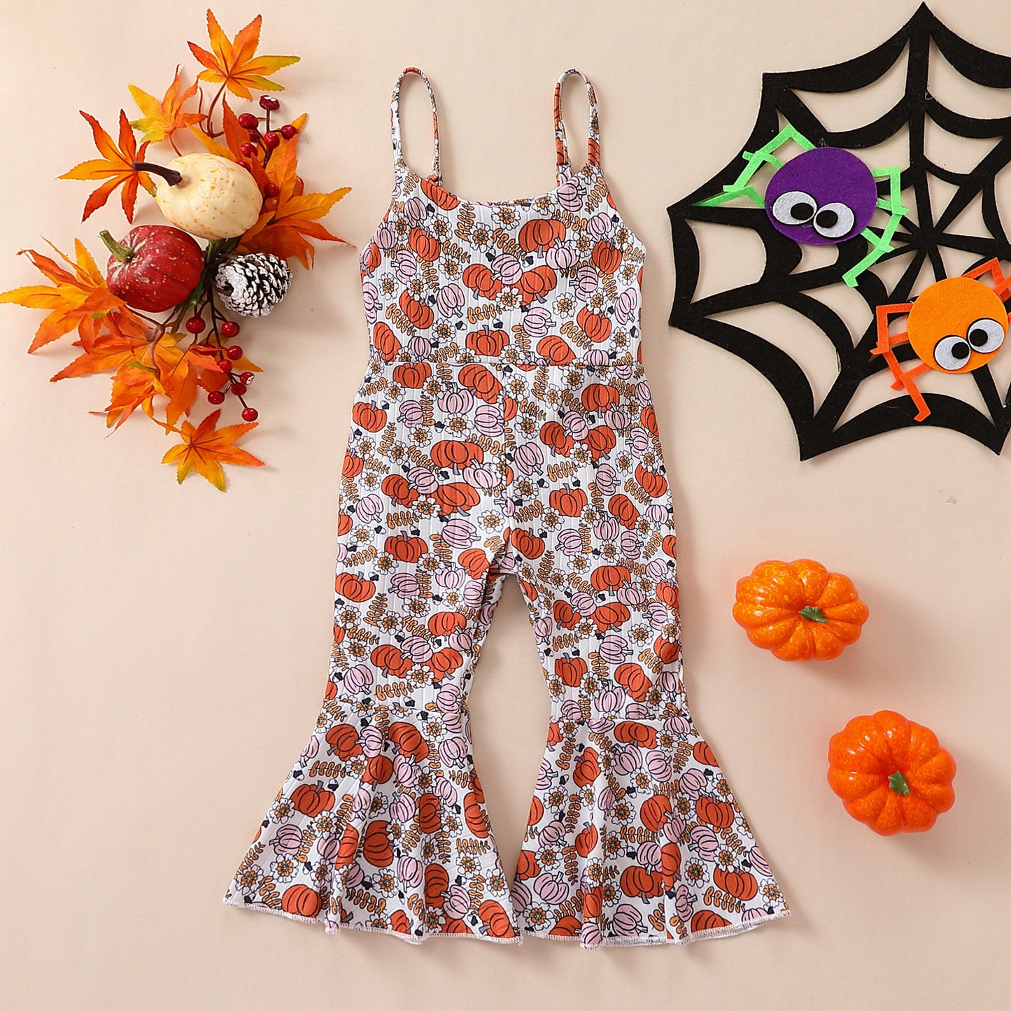 New Baby Girl Halloween Pumpkin Suspender Pants