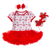 Baby Christmas New Short Sleeve Cartoon Mesh Dress