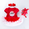 Baby Christmas New Short Sleeve Cartoon Mesh Dress