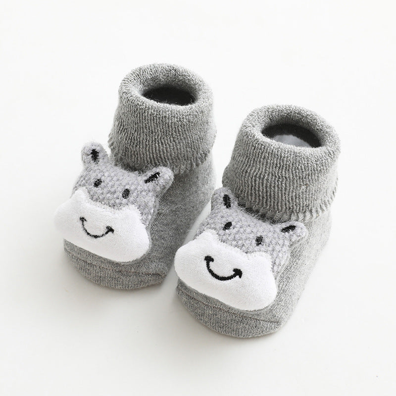 Baby Slip Socks With Plush And Thick Hoops