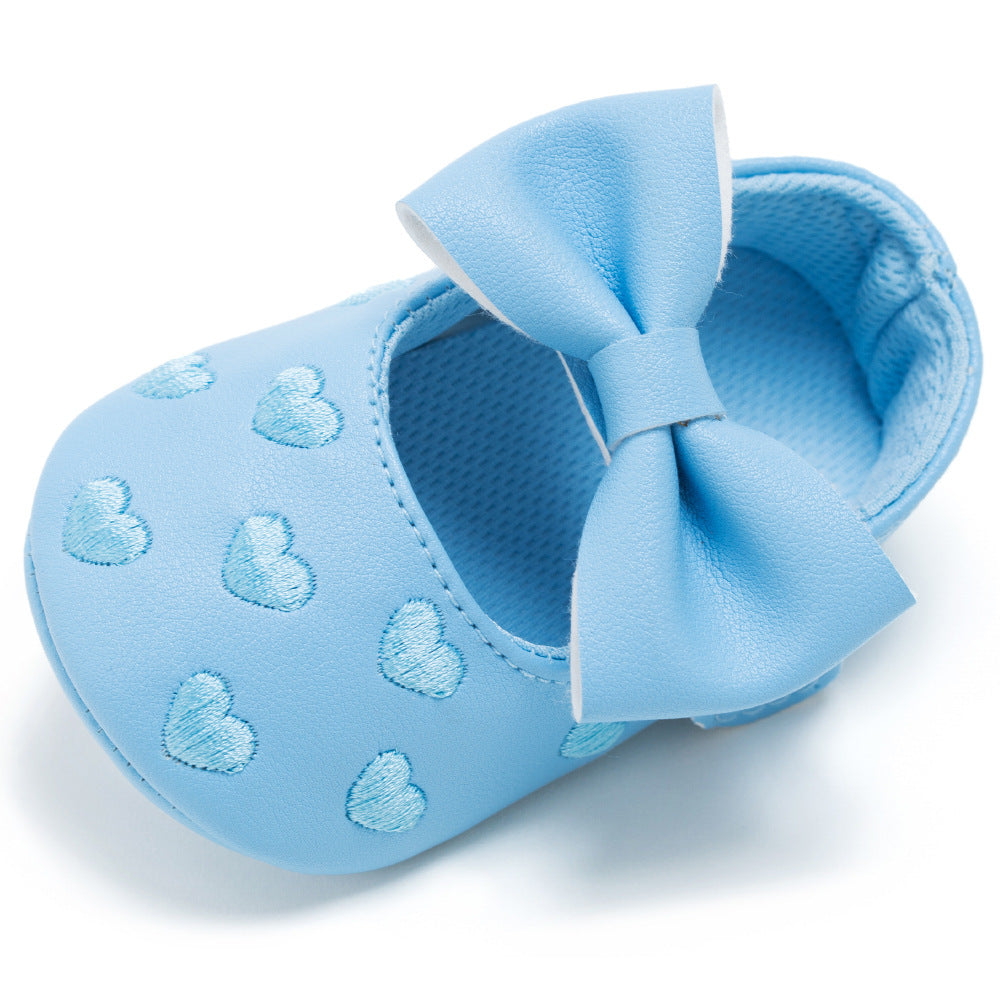 My0-1 love old toddler shoes embroidered bow shoes on behalf of a baby indoor soft bottom baby shoes