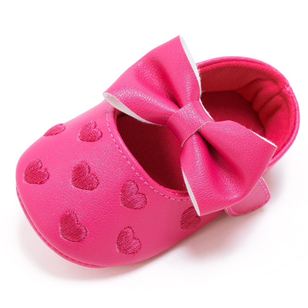 My0-1 love old toddler shoes embroidered bow shoes on behalf of a baby indoor soft bottom baby shoes