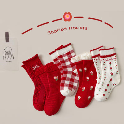 Children's Socks Autumn And Winter Cartoon Forest Red Lace Socks