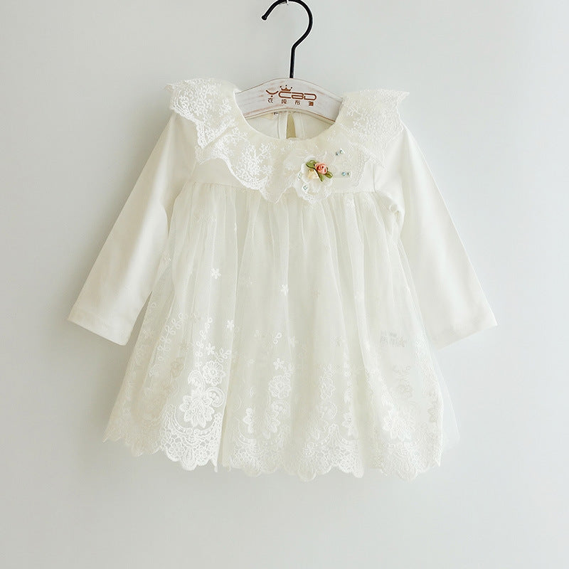 The children wear long sleeved dress baby princess skirt gauze Chun 1-3 years old female baby dress a generation