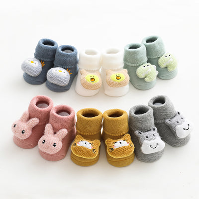 Baby Slip Socks With Plush And Thick Hoops