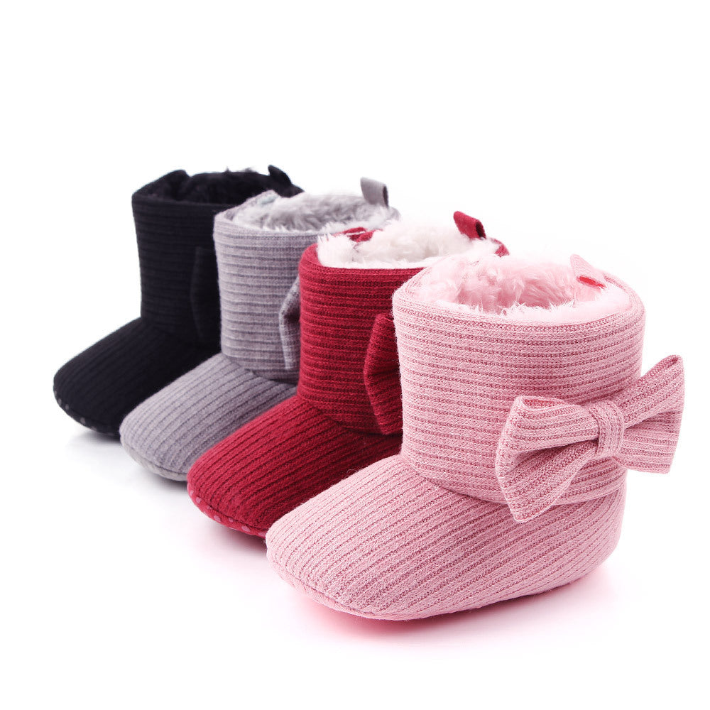 Winter Velvet Bow Boots Baby Shoes Boots Baby Cotton Boots Baby Shoes Snow Boots