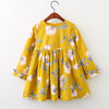 autumn dress, new girl princess dress, full print flower, bow knot long sleeve dress, children's clothing wholesale