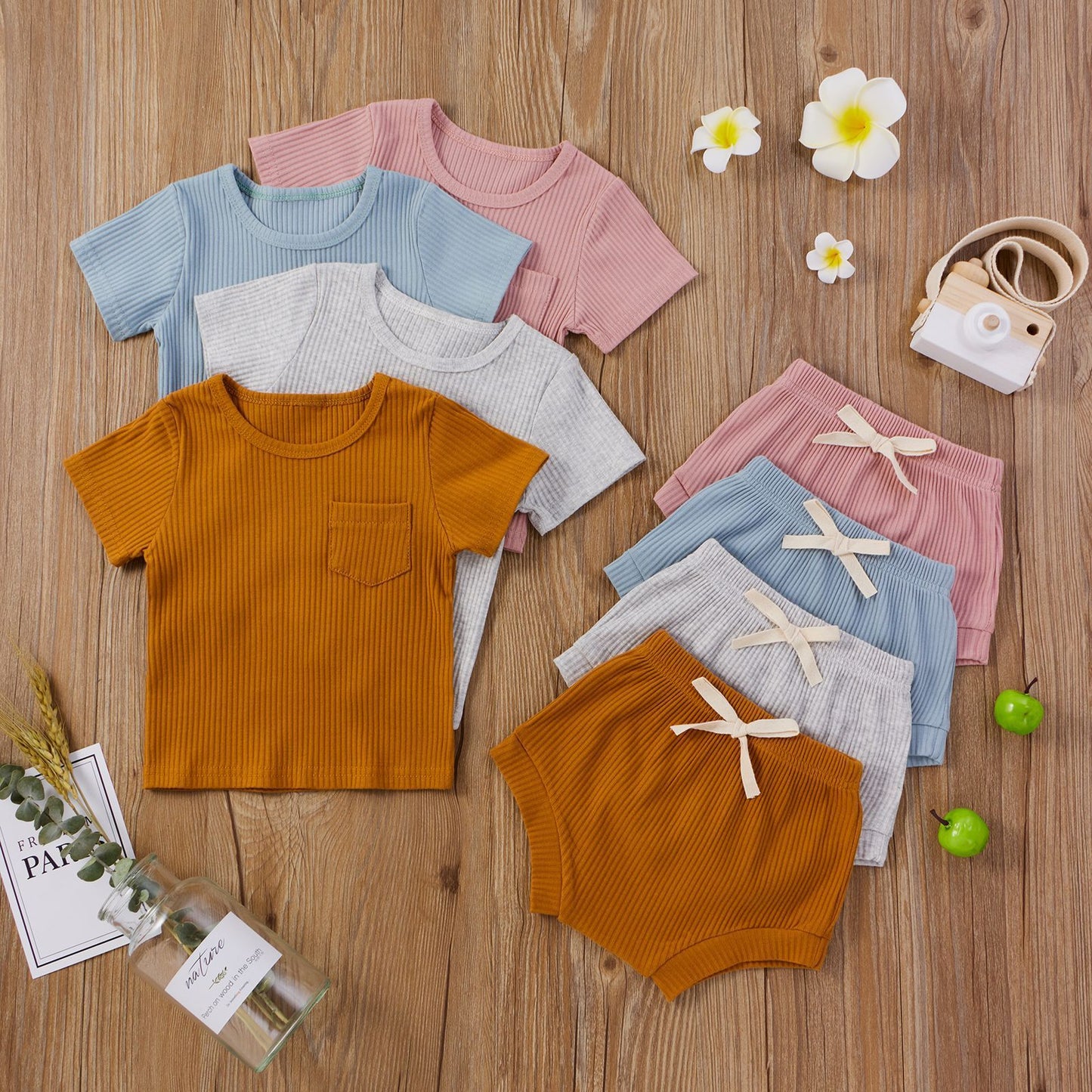 Children's Clothing Baby Bodysuit Casual Adjustable Short-sleeved Top And Shorts Suit