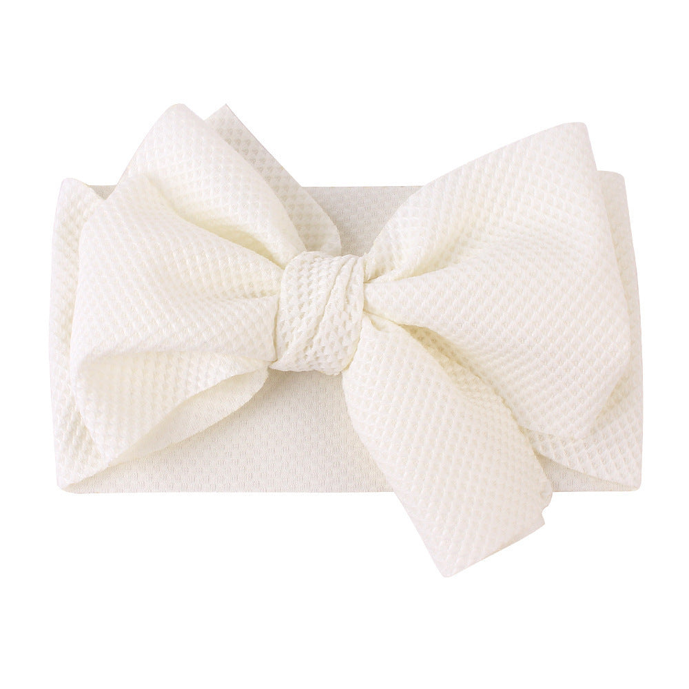 Pure Color Bowknot Seersucker Baby Headwear