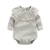 Leonora Knitted Romper Newborn Baby Girl Long Sleeves Romper Lotus Leaf Collar Romper Outfits 5 Color