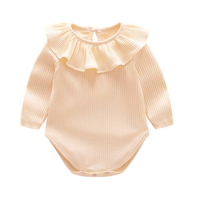 Leonora Knitted Romper Newborn Baby Girl Long Sleeves Romper Lotus Leaf Collar Romper Outfits 5 Color