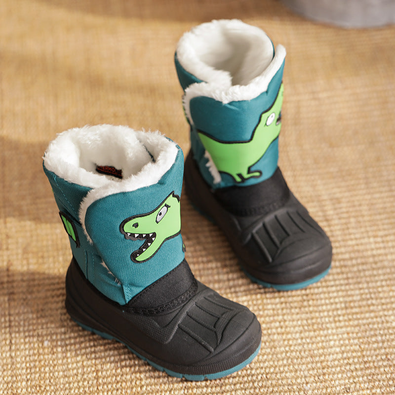 Children's Thick Warm Cotton Shoes In Tube Waterproof Snow Boots