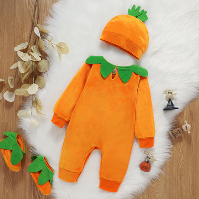 Halloween Baby One-piece Hat Long-sleeved Romper Three-piece Set