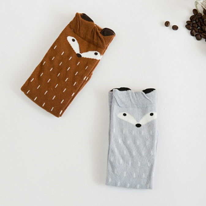 Spring and Autumn Cartoon Cute Fox Dot Stereo Breathable Children's Socks Boys and Girls Baby Cotton Socks