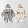 Children's Clothing Boys Sweater Suit Beige Colored Wool Material LOVE Towel Embroidery Baby Baby Clothes Two Pieces