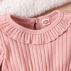 New Children's Clothing Baby Long Sleeve Sunken Stripe Romper Headscarf Female Baby Autumn And Winter Jumpsuit