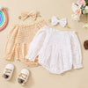 Baby Girl Cotton Mesh Smocking Long Sleeve Off Shoulder Clothing