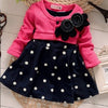 Autumn new children's long-sleeved cartoon wave point children's skirt girls cute print children's clothing Korean casual children's clothing