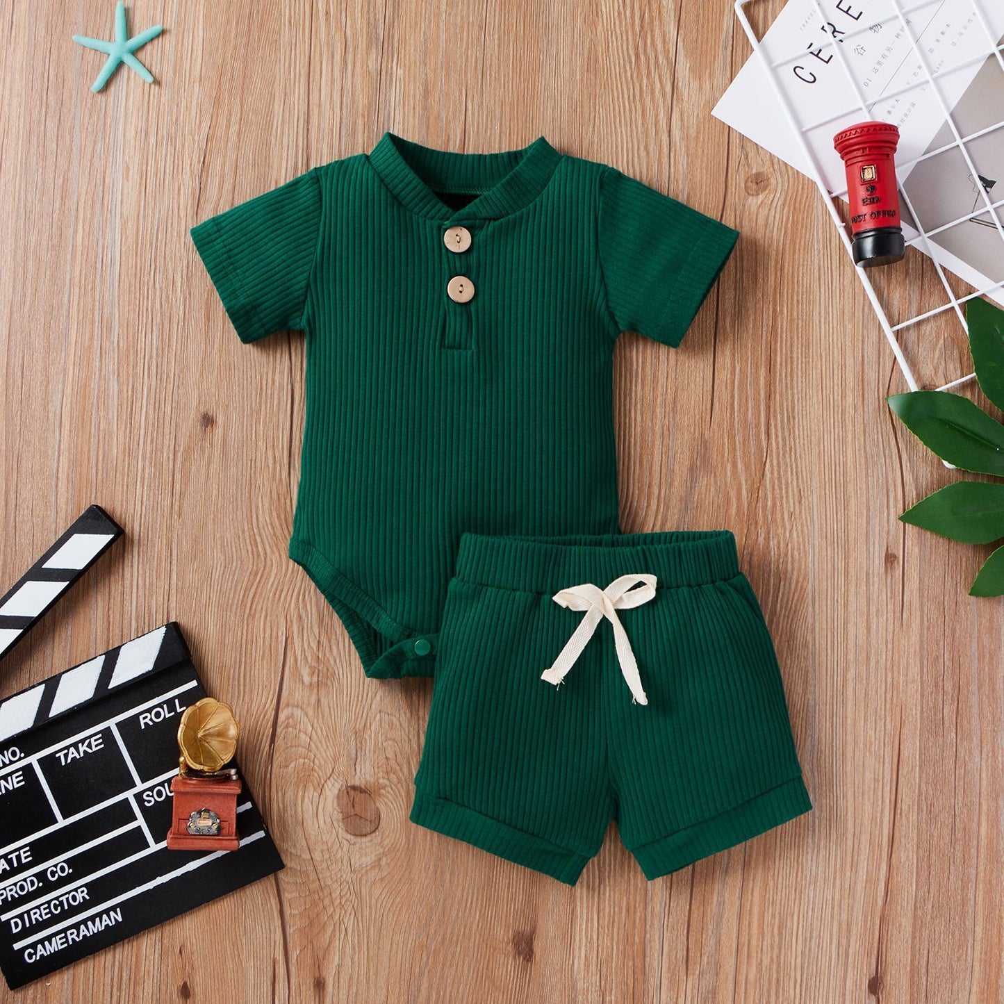 Children's Clothing Baby Bodysuit Casual Adjustable Short-sleeved Top And Shorts Suit