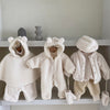 Baby Winter Boys And Girls Bear Double-sided Lamb Hooded Cotton Jersey