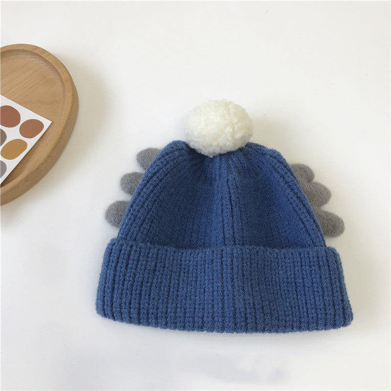 Children's angel wing woolen ball cap