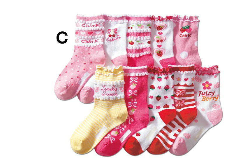 10pcs Cotton sweat-absorbent girls socks