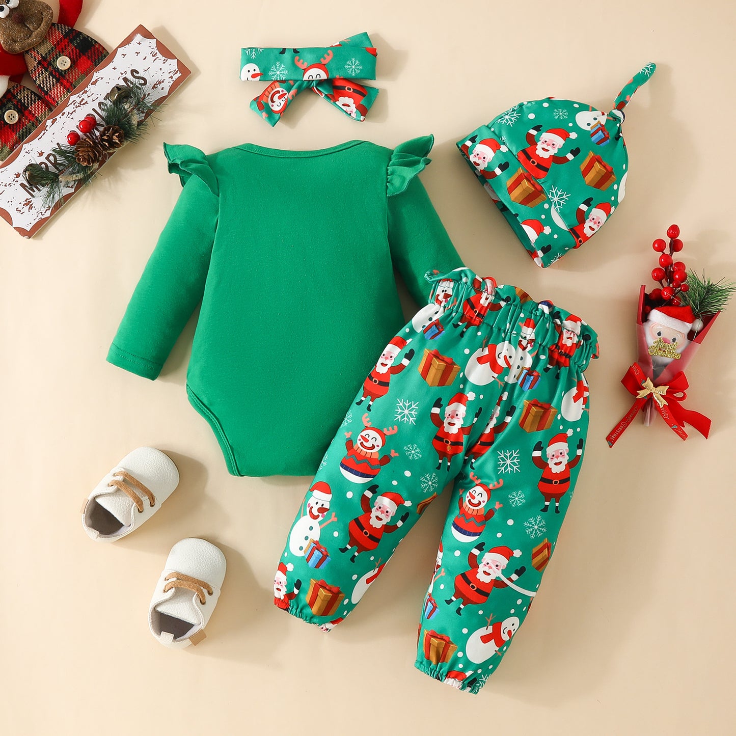 Bowknot Christmas Gift Baby 4 PCs Set