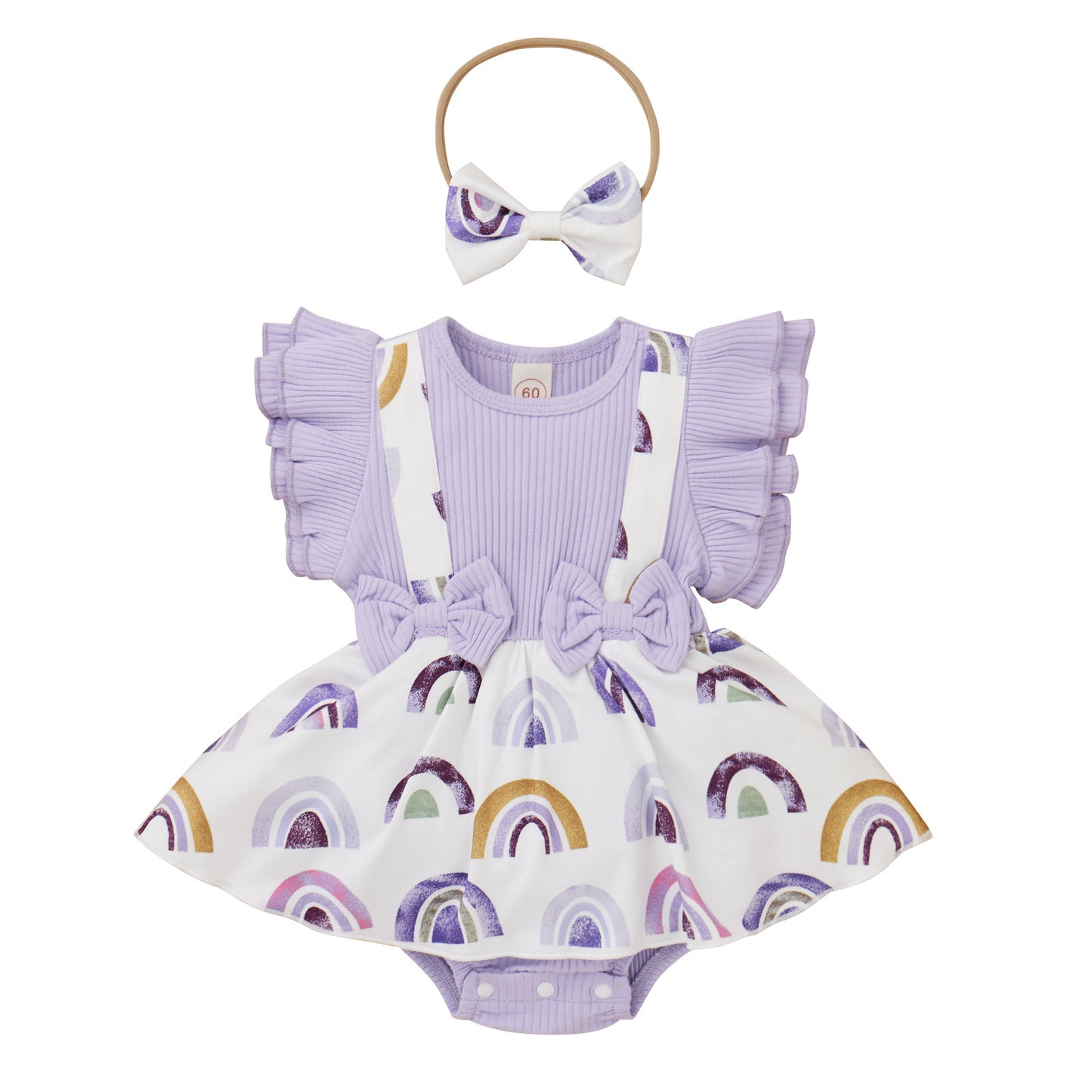 Children's Clothing Baby Girl Infant Baby Cotton Flounced Sleeve Printed One-piece Rompers Jumpsuit