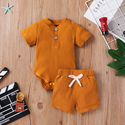 Children's Clothing Baby Bodysuit Casual Adjustable Short-sleeved Top And Shorts Suit