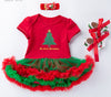 Baby Christmas New Short Sleeve Cartoon Mesh Dress