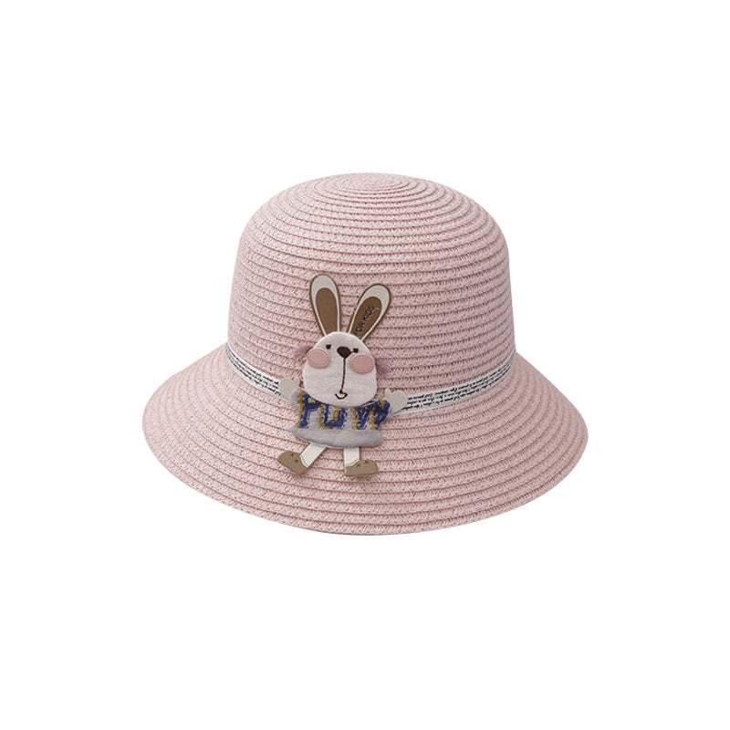 Cute Rabbit Decoration Bag Two-Piece Straw Hat